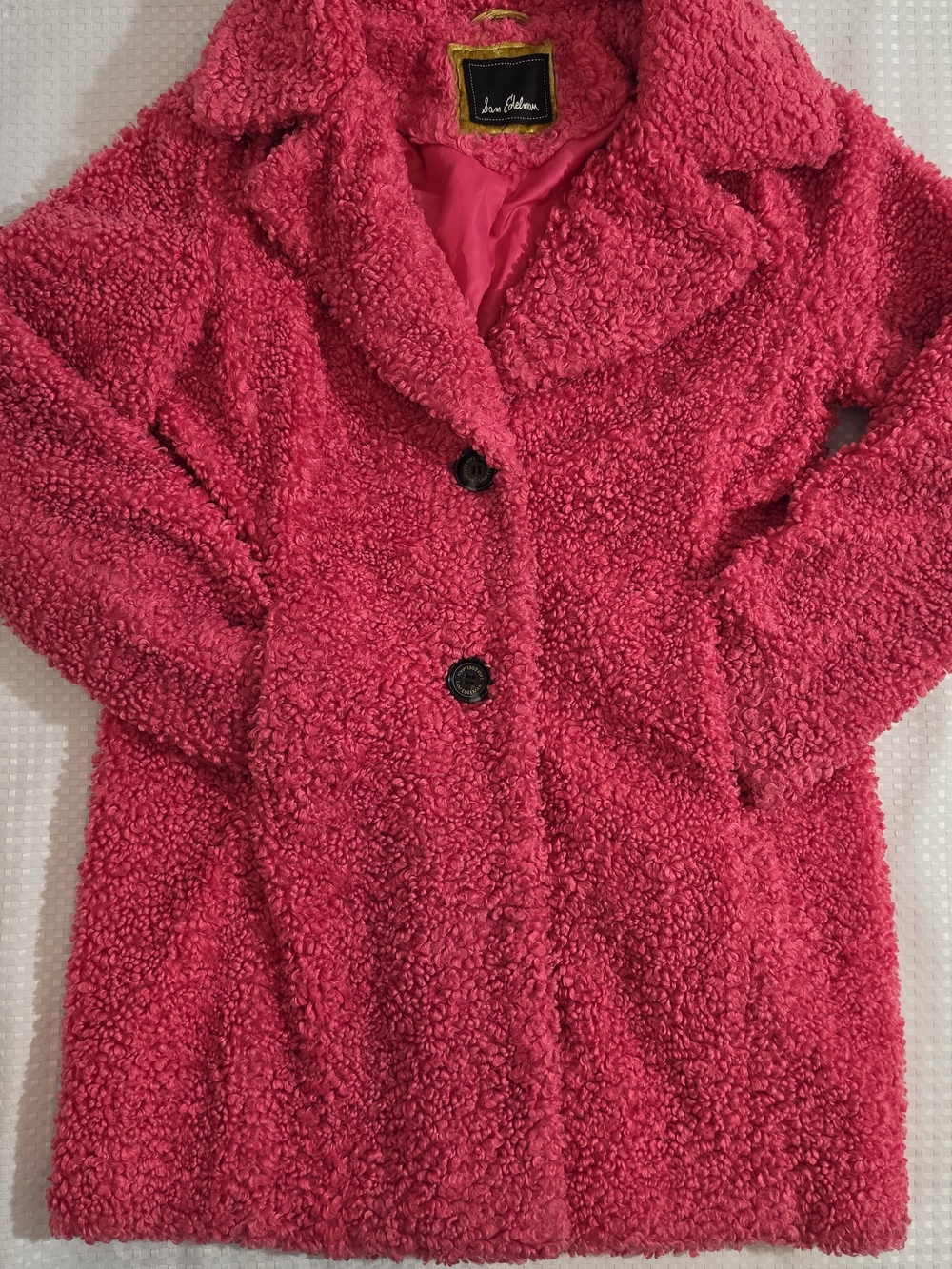 Sam Edelman Hot Pink Faux Fur Teddy Sherpa Coat Jacket 19871 Cozy Barbie Style M